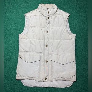 Woolrich Puffer Full Zip Button Up Biege Small Retro 19x24 Unisex Vest